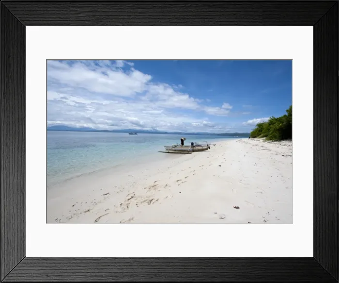 Framed Print : Beach with fishing boat, Manado, Sulawesi, Indonesia, Southeast Asia, Asia Framed Print : Beach with fishing boat, Manado, Sulawesi, Indonesia, Southeast Asia, Asia