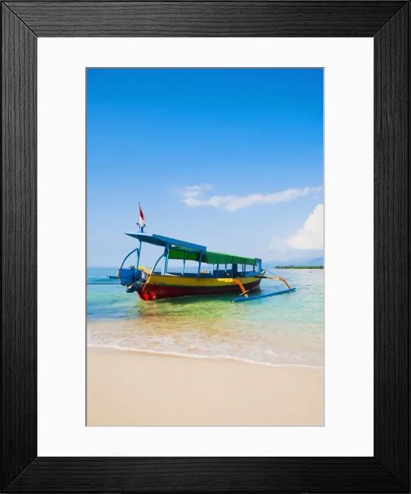 Framed Print : Traditional colourful Indonesian boat on the tropical island of Gili Meno, Gili Islands, Indonesia, Southeast Asia, Asia Framed Print : Traditional colourful Indonesian boat on the tropical island of Gili Meno, Gili Islands, Indonesia, Southeast Asia, Asia