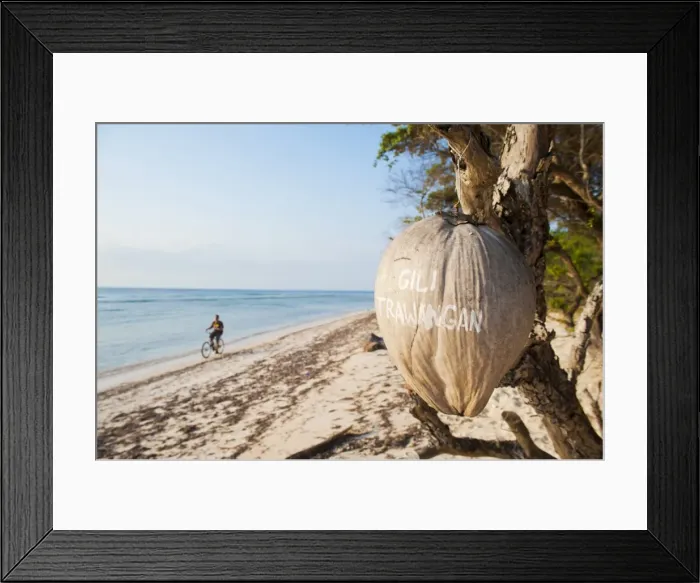 Framed Print : Gili Trawangan written on a coconut, Gili Islands, Indonesia, Southeast Asia, Asia Framed Print : Gili Trawangan written on a coconut, Gili Islands, Indonesia, Southeast Asia, Asia