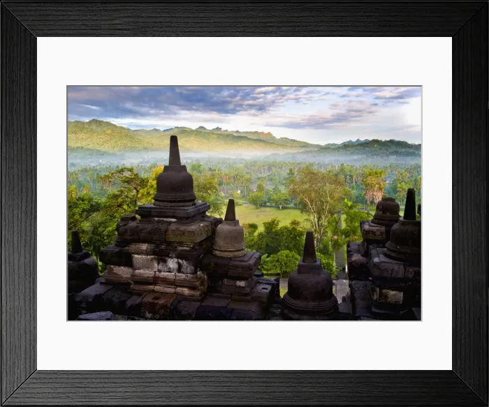 Framed Print : Stone Stupa at Borobodur on a misty morning at sunrise, Borobudur (Borobodur), UNESCO World Heritage Site, Yogyakarta, Java, Indonesia, Southeast Asia, Asia Framed Print : Stone Stupa at Borobodur on a misty morning at sunrise, Borobudur (Borobodur), UNESCO World Heritage Site, Yogyakarta, Java, Indonesia, Southeast Asia, Asia