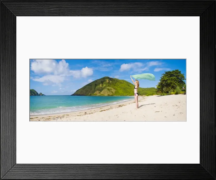 Framed Print : Woman celebrating freedom at Mawun Beach, a Tropical Paradise in South Lombok, Indonesia, Southeast Asia, Asia Framed Print : Woman celebrating freedom at Mawun Beach, a Tropical Paradise in South Lombok, Indonesia, Southeast Asia, Asia