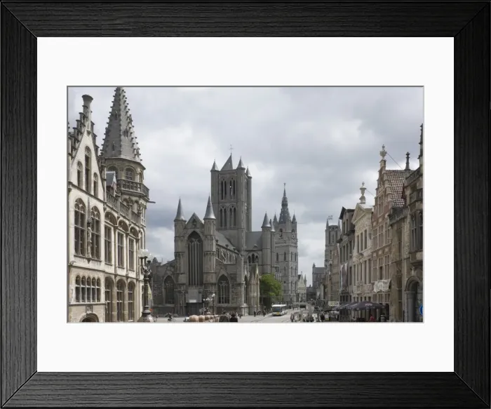 Framed Print : The Old Post Office on the left, St. Nickolas Church and the Belfry beyond, Ghent, Belgium, Europe Framed Print : The Old Post Office on the left, St. Nickolas Church and the Belfry beyond, Ghent, Belgium, Europe