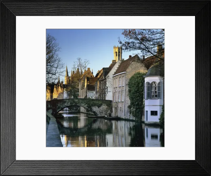Framed Print : Canal view with Belfry in winter, Bruges, West Vlaanderen (Flanders), Belgium, Europe Framed Print : Canal view with Belfry in winter, Bruges, West Vlaanderen (Flanders), Belgium, Europe
