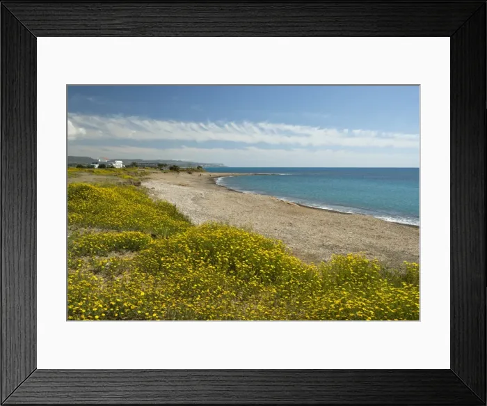 Framed Print : Secluded beach in spring, near Paphos, Cyprus, Mediterranean, Europe