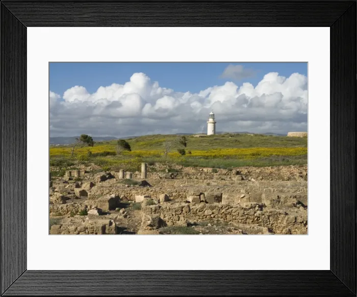 Framed Print : View over ruined Roman town to the lighthouse, The Agora, Archaeological Park, Paphos, UNESCO World Heritage Site, Cyprus, Europe Framed Print : View over ruined Roman town to the lighthouse, The Agora, Archaeological Park, Paphos, UNESCO World Heritage Site, Cyprus, Europe