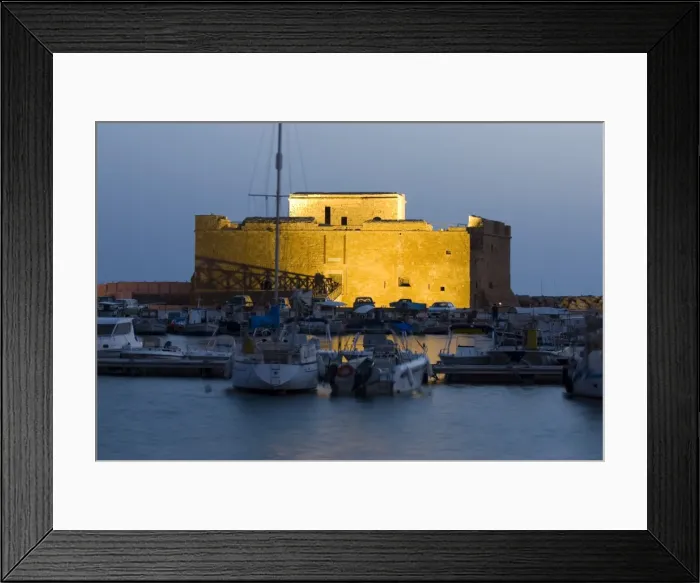 Framed Print : The harbour and Paphos Fort at night, Paphos, Cyprus, Mediterranean, Europe Framed Print : The harbour and Paphos Fort at night, Paphos, Cyprus, Mediterranean, Europe