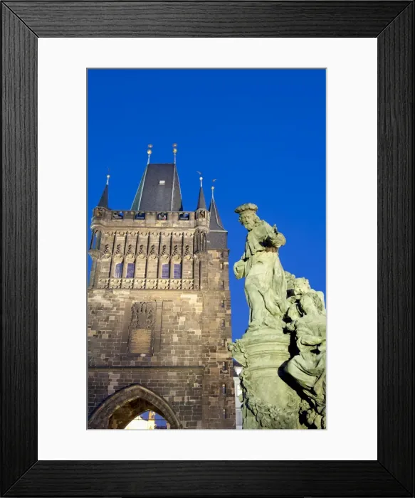 Framed Print : Gothic Old Town Bridge Tower and statue of St. Ivo (Bishop of Chartres) at twilight, Old Town, UNESCO World Heritage Site, Prague, Czech Republic, Europe Framed Print : Gothic Old Town Bridge Tower and statue of St. Ivo (Bishop of Chartres) at twilight, Old Town, UNESCO World Heritage Site, Prague, Czech Republic, Europe