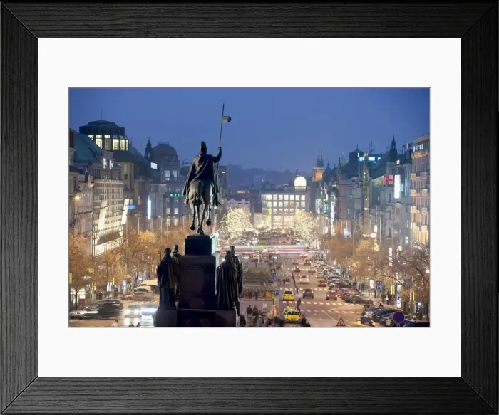 Framed Print : Statue of St. Wenceslas and Wenceslas Square at twilight, Nove Mesto, Prague, Czech Republic, Europe Framed Print : Statue of St. Wenceslas and Wenceslas Square at twilight, Nove Mesto, Prague, Czech Republic, Europe