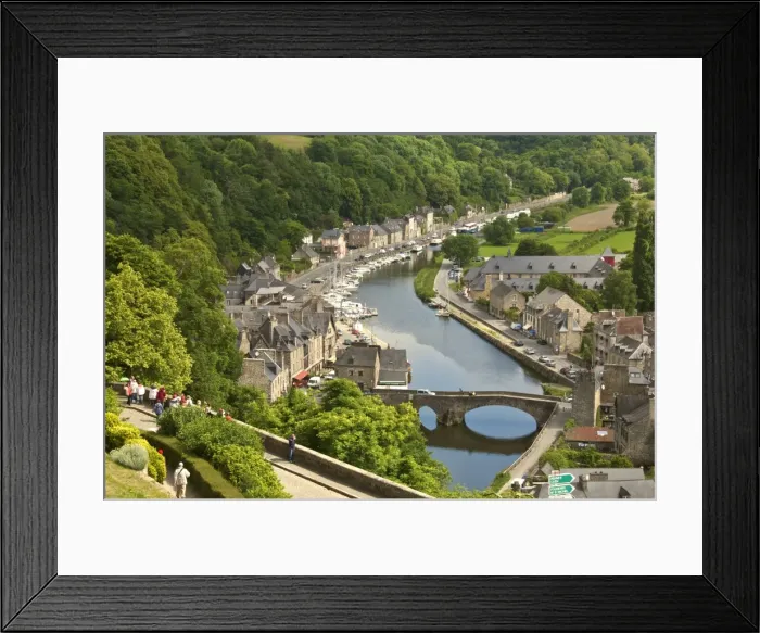 Framed Print : Boats and houses along the Banks of the River Rance, with the Old Stone bridge, Dinan, Cotes d Armor, Brittany, France, Europe Framed Print : Boats and houses along the Banks of the River Rance, with the Old Stone bridge, Dinan, Cotes d Armor, Brittany, France, Europe