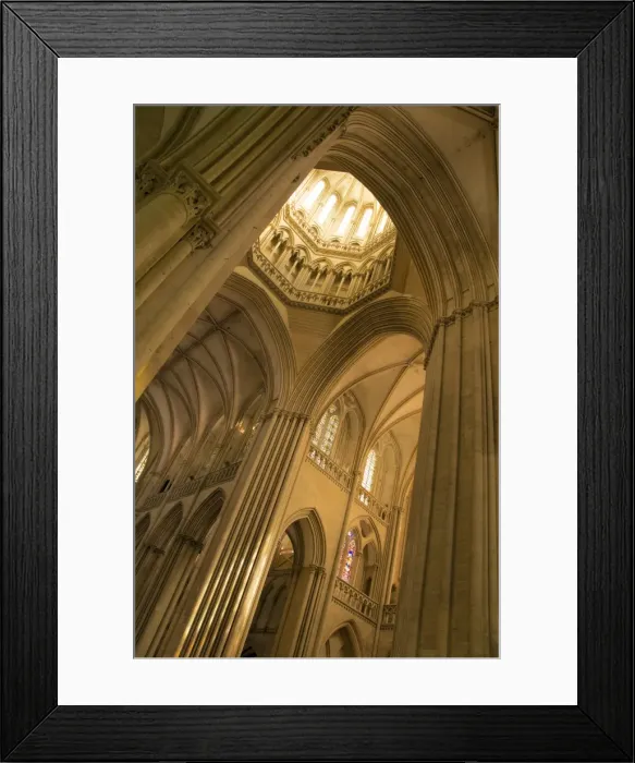 Framed Print : Detail of octagonal lantern tower, Notre Dame cathedral dating from the 14th century, Coutances, Cotentin, Normandy, France, Europe