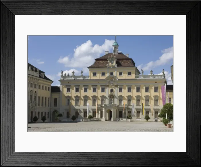 Framed Print : The inner Courtyard and Palace buildings of the 18th century Baroque Residenzschloss, inspired by Versailles Palace, Ludwigsburg, Baden Wurttemberg, Germany, Europe Framed Print : The inner Courtyard and Palace buildings of the 18th century Baroque Residenzschloss, inspired by Versailles Palace, Ludwigsburg, Baden Wurttemberg, Germany, Europe