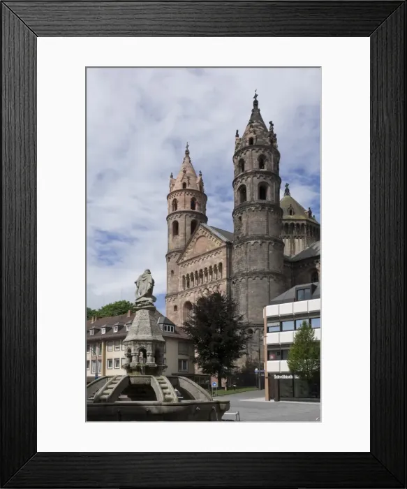 Framed Print : The New Romanesque Cathedral of St. Peter, from the Marktplatz, by the Siegfried Fountain, Worms, Rhineland Palatinate, Germany, Europe Framed Print : The New Romanesque Cathedral of St. Peter, from the Marktplatz, by the Siegfried Fountain, Worms, Rhineland Palatinate, Germany, Europe