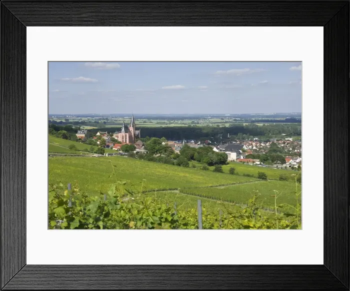 Framed Print : View east over the Rhine Valley and St. Katherines Church in the wine town of Oppenheim, Rhineland Palatinate, Germany, Europe Framed Print : View east over the Rhine Valley and St. Katherines Church in the wine town of Oppenheim, Rhineland Palatinate, Germany, Europe