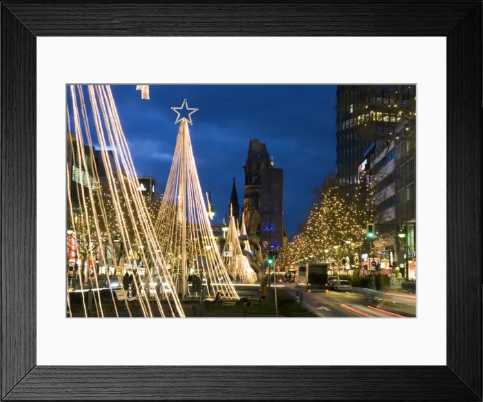 Framed Print : Christmas lights leading up to the Kaiser Wilhelm Memorial Church, Berlin, Germany, Europe Framed Print : Christmas lights leading up to the Kaiser Wilhelm Memorial Church, Berlin, Germany, Europe