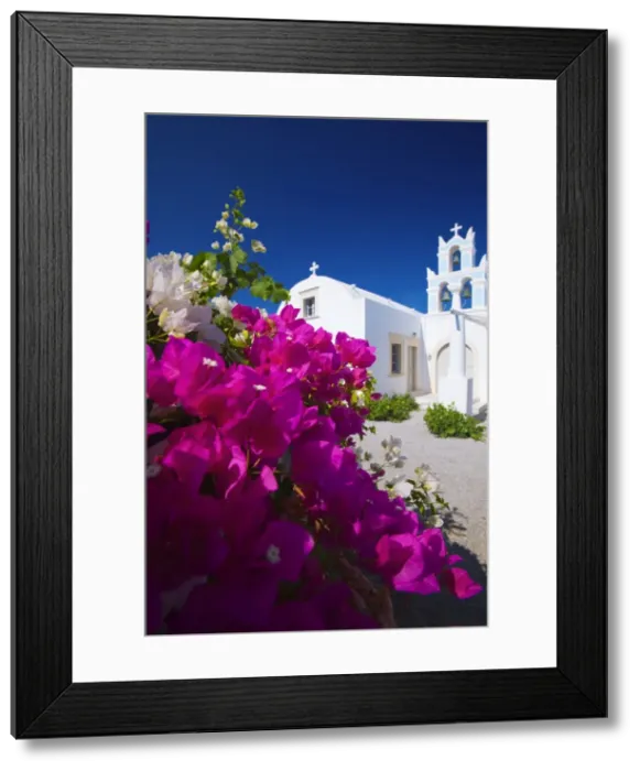 Framed Print : Greek church and flowers, Santorini, Cyclades, Greek Islands, Greece, Europe Framed Print : Greek church and flowers, Santorini, Cyclades, Greek Islands, Greece, Europe