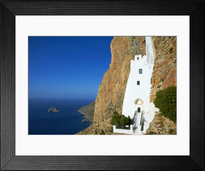 Framed Print : Hozoviotissa monastery and Aegean Sea, Amorgos, Cyclades, Greek Islands, Greece, Europe