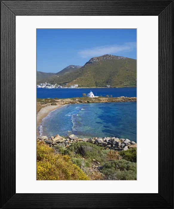 Framed Print : Beach and church, Agios Panteleimon, Amorgos, Cyclades, Aegean, Greek Islands, Greece, Europe Framed Print : Beach and church, Agios Panteleimon, Amorgos, Cyclades, Aegean, Greek Islands, Greece, Europe