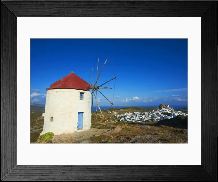 Framed Print : Windmill, Chora, Amorgos, Cyclades, Aegean, Greek Islands, Greece, Europe