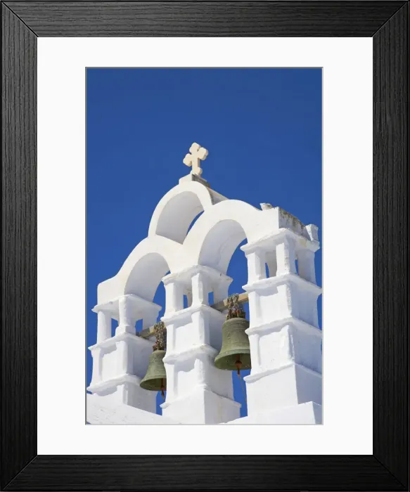 Framed Print : Bells on church, Chora, Amorgos, Cyclades, Aegean, Greek Islands, Greece, Europe
