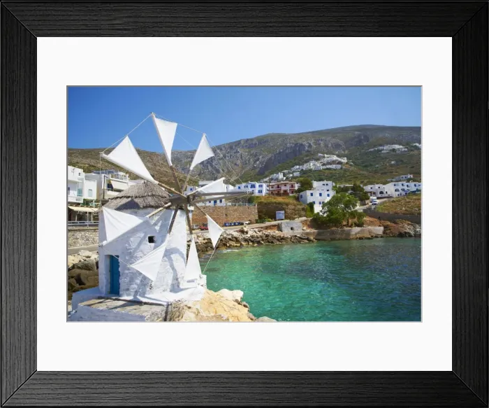 Framed Print : Aigiali town and port, Amorgos, Cyclades, Aegean, Greek Islands, Greece, Europe