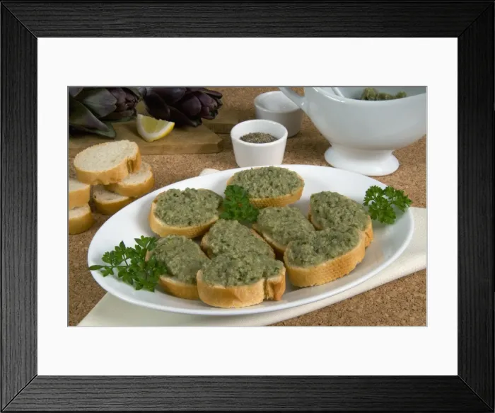 Framed Print : Bruschette with artichoke cream, Italy, Europe Framed Print : Bruschette with artichoke cream, Italy, Europe