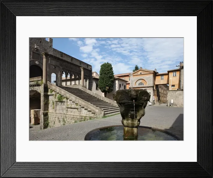 Framed Print : Fountain and terrace of the Popes Palace in Viterbo, Lazio, Italy, Europe Framed Print : Fountain and terrace of the Popes Palace in Viterbo, Lazio, Italy, Europe
