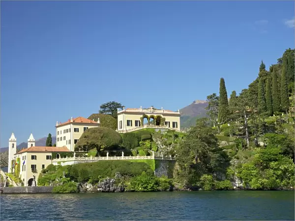 Villa del Balbianello on Punta di Lavedo in spring sunshine, Lake Como, Italian Lakes, Italy, Europe