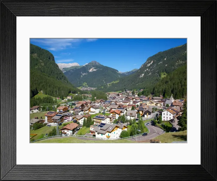 Framed Print : View over town from above, Canazei, Trentino-Alto Adige, Italy, Europe Framed Print : View over town from above, Canazei, Trentino-Alto Adige, Italy, Europe