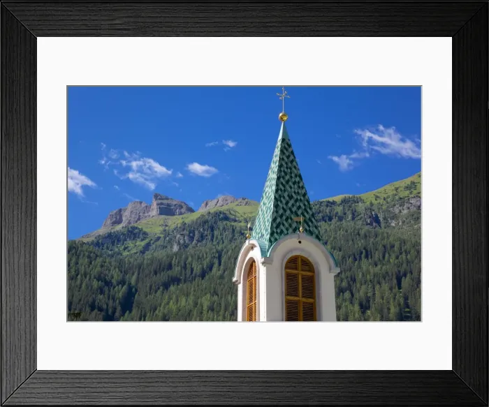Framed Print : View over church, Canazei, Val di Fassa, Trentino-Alto Adige, Italy, Europe Framed Print : View over church, Canazei, Val di Fassa, Trentino-Alto Adige, Italy, Europe
