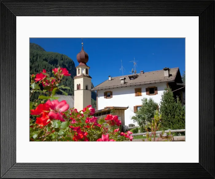 Framed Print : View to church, Canazei, Val di Fassa, Trentino-Alto Adige, Italy, Europe Framed Print : View to church, Canazei, Val di Fassa, Trentino-Alto Adige, Italy, Europe