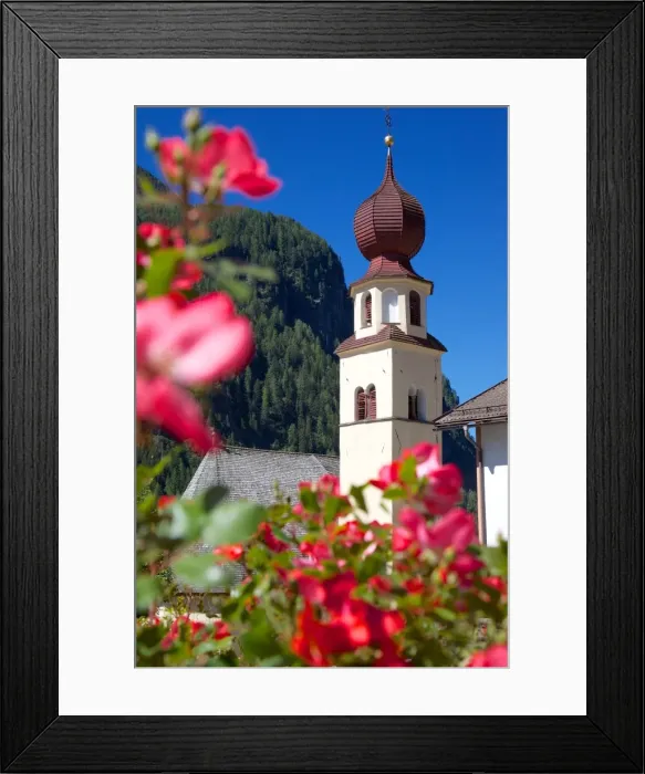 Framed Print : View to church, Canazei, Val di Fassa, Trentino-Alto Adige, Italy, Europe Framed Print : View to church, Canazei, Val di Fassa, Trentino-Alto Adige, Italy, Europe