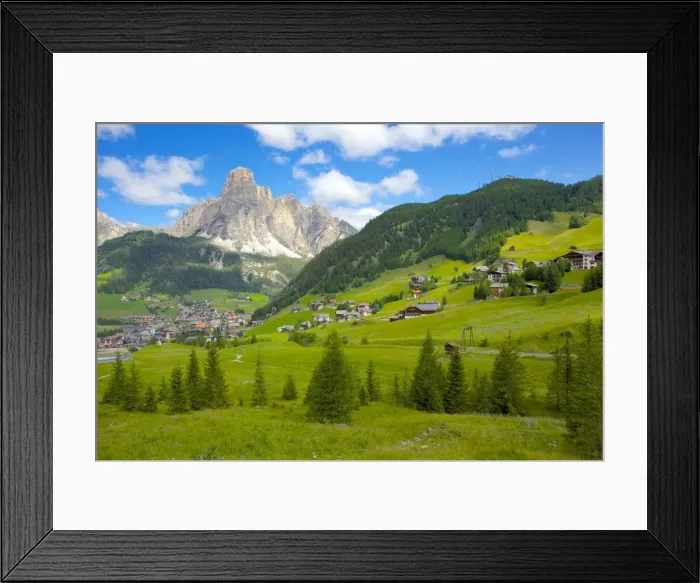 Framed Print : Corvara and Sass Songher Mountain, Badia Valley, Bolzano Province, Trentino-Alto Adige / South Tyrol, Italian Dolomites, Italy, Europe Framed Print : Corvara and Sass Songher Mountain, Badia Valley, Bolzano Province, Trentino-Alto Adige / South Tyrol, Italian Dolomites, Italy, Europe