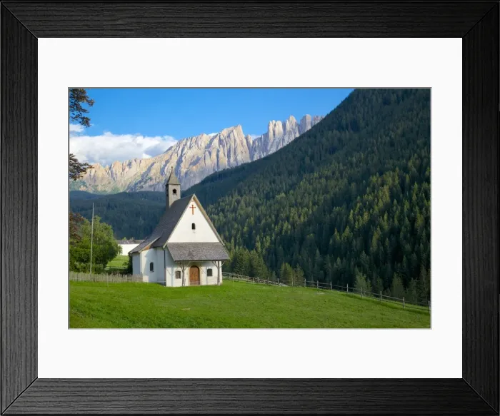 Framed Print : Church and Latemar Group mountains near Welschnofen, Bolzano Province, Trentino-Alto Adige / South Tyrol, Italian Dolomites, Italy, Europe Framed Print : Church and Latemar Group mountains near Welschnofen, Bolzano Province, Trentino-Alto Adige / South Tyrol, Italian Dolomites, Italy, Europe