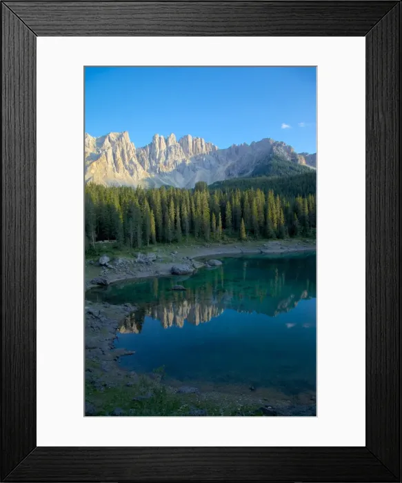 Framed Print : Lago di Carezza and Latemar Group mountains, Bolzano Province, Trentino-Alto Adige / South Tyrol, Italian Dolomites, Italy, Europe Framed Print : Lago di Carezza and Latemar Group mountains, Bolzano Province, Trentino-Alto Adige / South Tyrol, Italian Dolomites, Italy, Europe