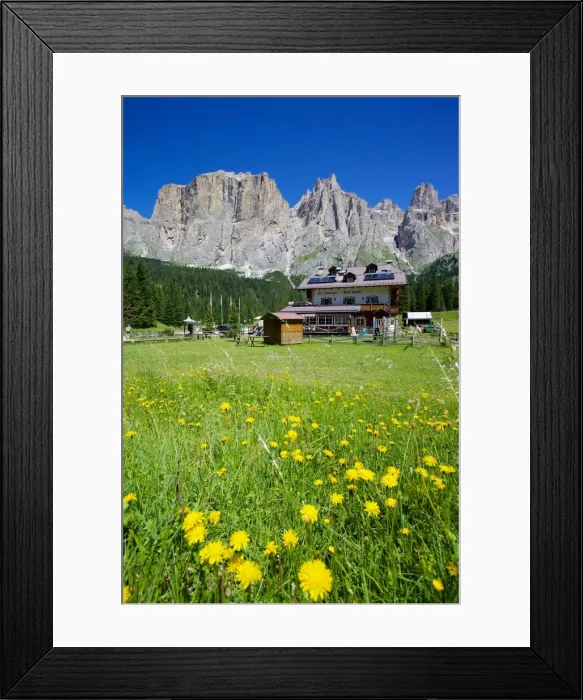 Framed Print : Restaurant, Sella Pass, Trento and Bolzano Provinces, Italian Dolomites, Italy, Europe Framed Print : Restaurant, Sella Pass, Trento and Bolzano Provinces, Italian Dolomites, Italy, Europe