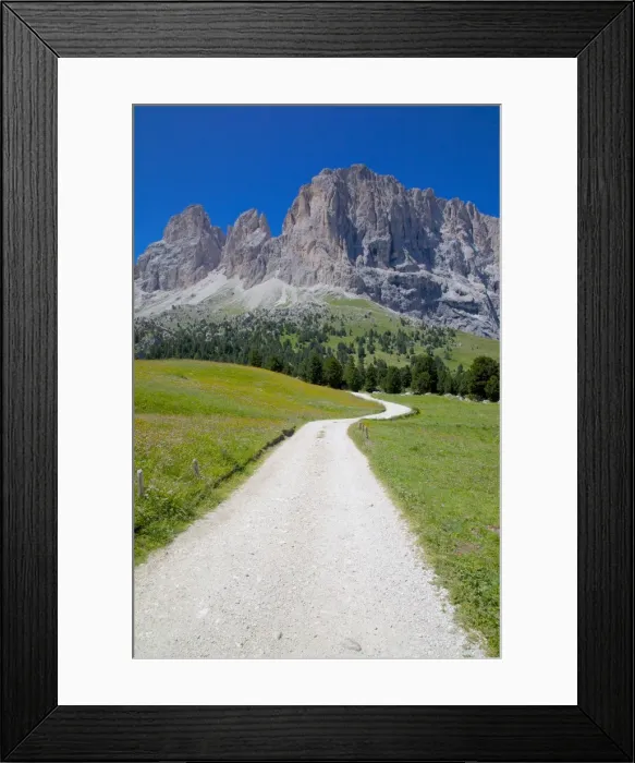 Framed Print : Sassolungo Group and path, Sella Pass, Trento and Bolzano Provinces, Italian Dolomites, Italy, Europe Framed Print : Sassolungo Group and path, Sella Pass, Trento and Bolzano Provinces, Italian Dolomites, Italy, Europe
