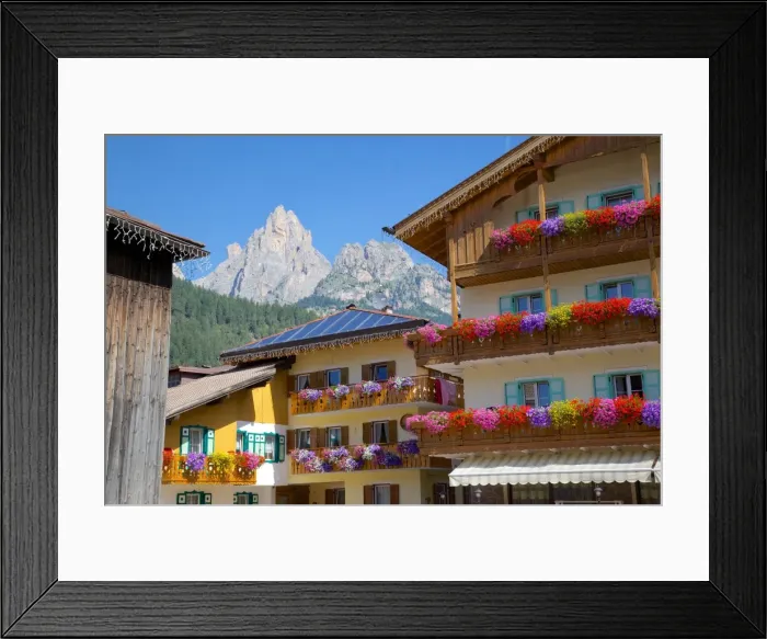 Framed Print : Balconies and flowers, Pozza di Fassa, Fassa Valley, Trento Province, Trentino-Alto Adige / South Tyrol, Italian Dolomites, Italy, Europe Framed Print : Balconies and flowers, Pozza di Fassa, Fassa Valley, Trento Province, Trentino-Alto Adige / South Tyrol, Italian Dolomites, Italy, Europe