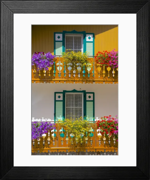 Framed Print : Balconies and flowers, Pozza di Fassa, Fassa Valley, Trento Province, Trentino-Alto Adige / South Tyrol, Italian Dolomites, Italy, Europe Framed Print : Balconies and flowers, Pozza di Fassa, Fassa Valley, Trento Province, Trentino-Alto Adige / South Tyrol, Italian Dolomites, Italy, Europe
