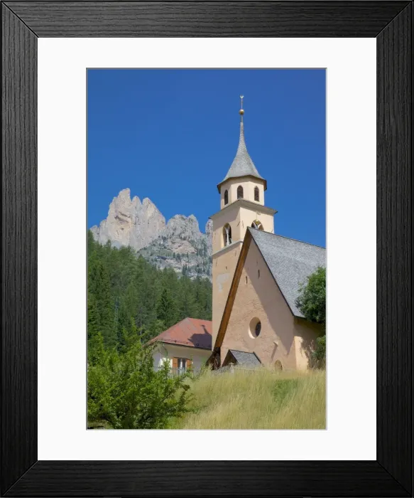 Framed Print : Village church, Fontanac, Fassa Valley, Trento Province, Trentino-Alto Adige / South Tyrol, Italian Dolomites, Italy, Europe Framed Print : Village church, Fontanac, Fassa Valley, Trento Province, Trentino-Alto Adige / South Tyrol, Italian Dolomites, Italy, Europe