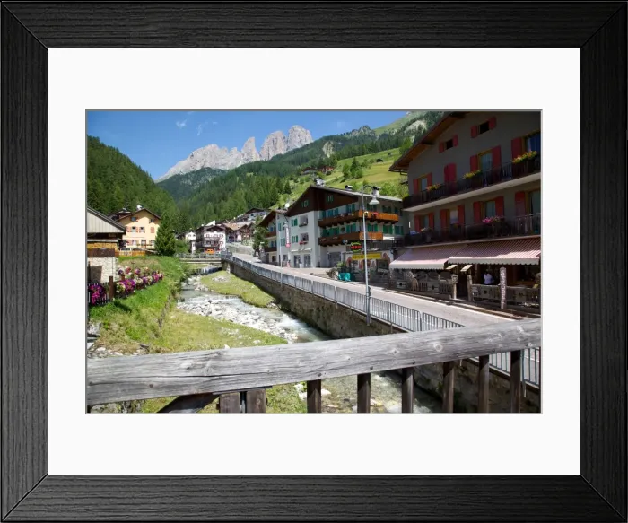 Framed Print : Village and river, Ciampedel, Fassa Valley, Trento Province, Trentino-Alto Adige / South Tyrol, Italian Dolomites, Italy, Europe Framed Print : Village and river, Ciampedel, Fassa Valley, Trento Province, Trentino-Alto Adige / South Tyrol, Italian Dolomites, Italy, Europe