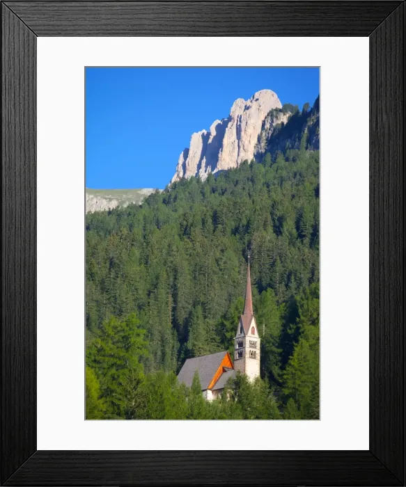 Framed Print : Church overlooked by Ciampedie Mountains, Vigo di Fassa, Fassa Valley, Trento Province, Trentino-Alto Adige / South Tyrol, Italian Dolomites, Italy, Europe Framed Print : Church overlooked by Ciampedie Mountains, Vigo di Fassa, Fassa Valley, Trento Province, Trentino-Alto Adige / South Tyrol, Italian Dolomites, Italy, Europe