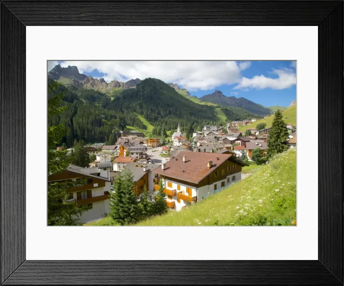 Framed Print : View over town, Arabba, Belluno Province, Trento, Dolomites, Italy, Europe Framed Print : View over town, Arabba, Belluno Province, Trento, Dolomites, Italy, Europe