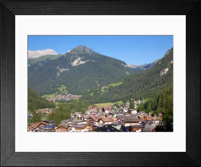 Framed Print : View over town, Canazei, Trentino-Alto Adige, Italy, Europe Framed Print : View over town, Canazei, Trentino-Alto Adige, Italy, Europe