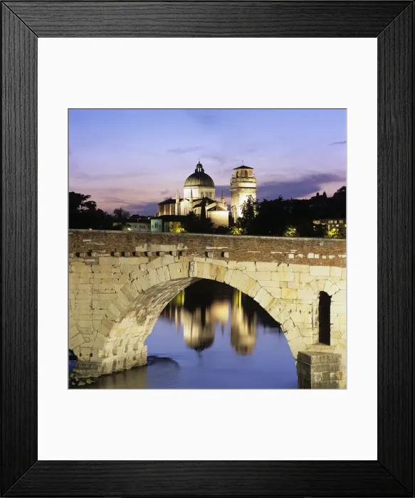 Framed Print : Ponte Pietra and the River Adige with San Giorgio in Braida at dusk, Verona, UNESCO World Heritage Site, Veneto, Italy, Europe Framed Print : Ponte Pietra and the River Adige with San Giorgio in Braida at dusk, Verona, UNESCO World Heritage Site, Veneto, Italy, Europe