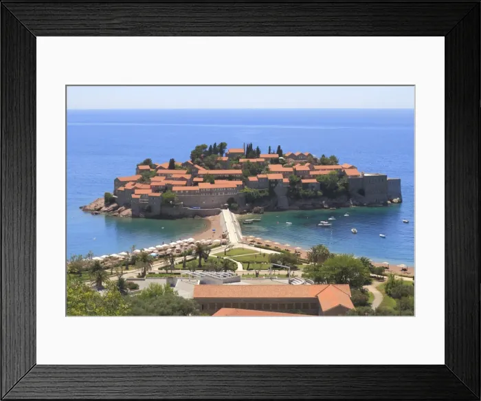 Framed Print : Sveti Stefan, Montenegro, Europe Framed Print : Sveti Stefan, Montenegro, Europe
