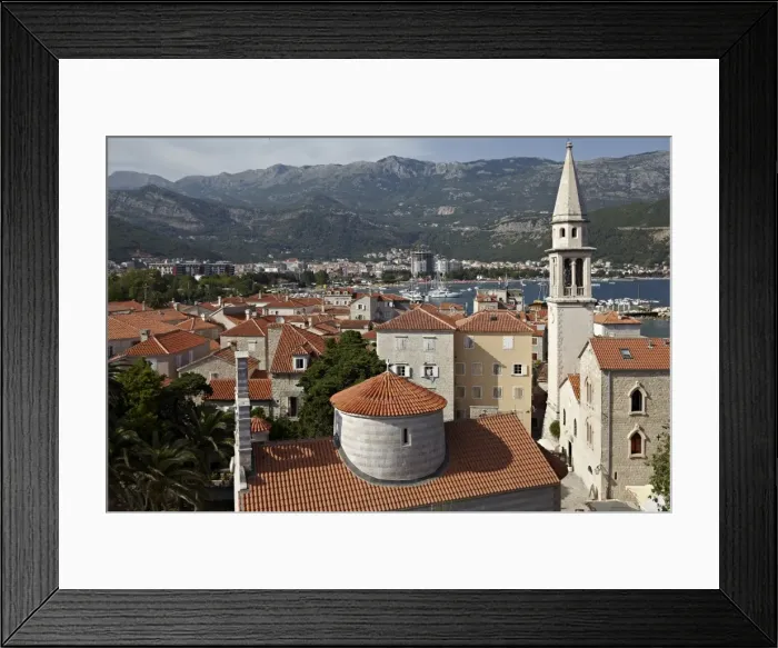 Framed Print : The old walled town of Budva with the Citadela in the foreground, Budva, Montenegro, Europe Framed Print : The old walled town of Budva with the Citadela in the foreground, Budva, Montenegro, Europe