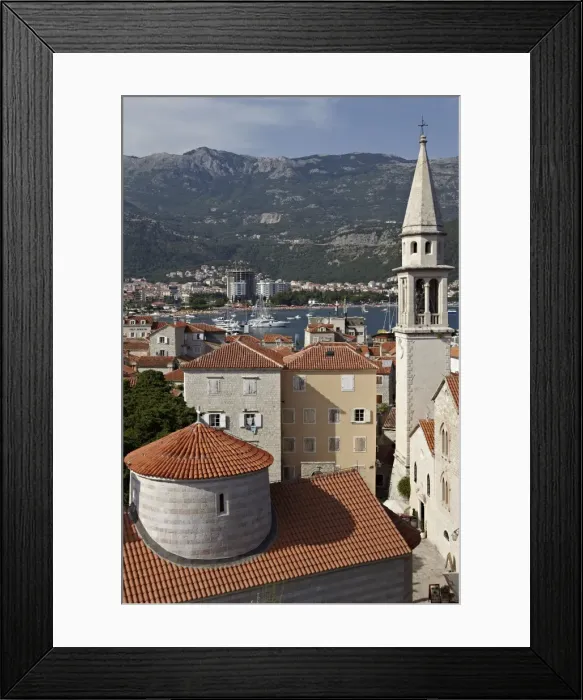 Framed Print : The old walled town of Budva with the Citadela in the foreground, Budva, Montenegro, Europe Framed Print : The old walled town of Budva with the Citadela in the foreground, Budva, Montenegro, Europe