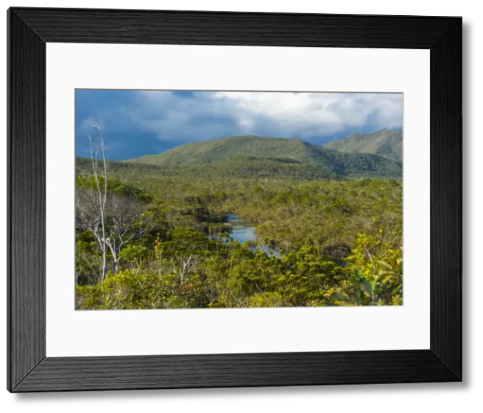 Framed Print : Landscape near the waterfalls Chutes de la Madeleine on the south coast of Grande Terre, New Caledonia, Melanesia, South Pacific