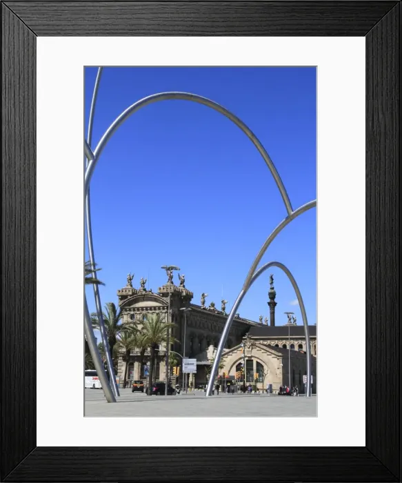 Framed Print : Port area, with Columbus column in distance, Barcelona, Catalunya, Spain, Europe Framed Print : Port area, with Columbus column in distance, Barcelona, Catalunya, Spain, Europe
