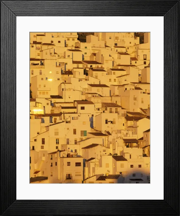 Framed Print : White Andalucian village at sunset, Casares, Andalucia, Spain, Europe Framed Print : White Andalucian village at sunset, Casares, Andalucia, Spain, Europe